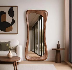 Handmade Art Deco Walnut Wood Framed <b>Round</b> Wall <b>Mirror</b> Solid Wood Eco-Friendly at Best Price - Product Image 5