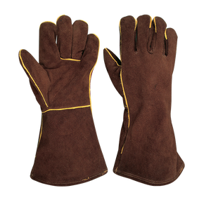 Venta al por mayor de guantes de seguridad de piel de vaca gruesa de cuero partido soldadura de extinción de incendios resistente a los cortes barbacoa con tela de lana para uso industrial - Product Image 1