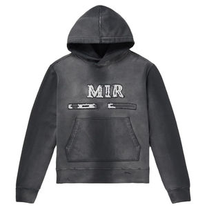 <b>Hoodie</b> Manufacturer Custom Heavy Cotton Winter <b>Fleece</b> Distressed <b>Oversized</b> Acid Washed Pullover <b>Hoodie</b> for <b>Men</b> with OEM - Product Image 4