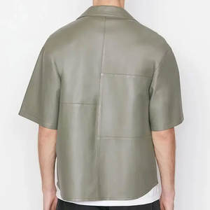 Chemises décontractées pour hommes en cuir véritable de qualité supérieure avec logo et design personnalisés avec fermeture à bouton couvert couleur et taille personnalisées - Product Image 2