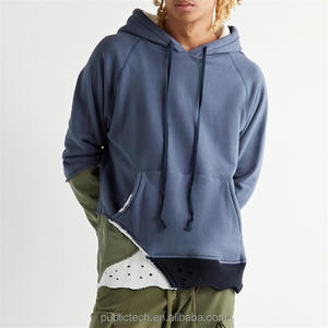Men's Custom <b>Grunge</b> Styles Oversized Distressed <b>Hoodie</b> Winter Hooded Streetwear in Hip Hop Style - Product Image 2