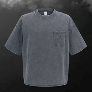 T-shirt Homme Personnalisé en Coton Lourd 100% Uni, Coupe Oversize, Épaules Tombantes, Qualité Supérieure, Style Vintage Délavé à l'Acide, Streetwear, Vente en Gros - Product Image 1