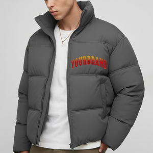 Veste matelassée légère de haute qualité, couleur unie, pour homme, col montant, logo imprimé personnalisé, coupe-vent, veste à bulles - Product Image 1