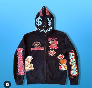 Fabricant de sweats à capuche vintage personnalisés, poids lourd 400gsm, avec fermeture éclair, pour hommes, impression DTG complète, adaptés aux sweats à capuche de la saison d'automne - Product Image 2