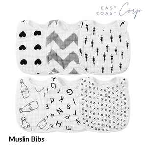 Love Heart Milk Letter Pattern Baby Bib 6-Layer <b>Absorbent</b> Cotton Muslin Soft Machine Washable Burp <b>Cloths</b> for Newborns Teething - Product Image 1