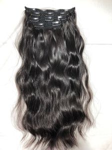 Extensions de cheveux humains à clips, qualité supérieure, naturelles, ondulées, double trame, donneur unique, 7 pièces, prix de gros, fournisseur - Product Image 3
