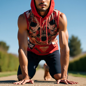 เสื้อแขนกุดมีฮู้ดสำหรับผู้ชายชุดออกกำลังกายฟิตเนสพิมพ์ลายมีฮู้ดสำหรับผู้ชาย - Product Image 4