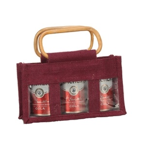 Bolsa de transporte de vino resistente de yute para regalo de Navidad ecológica espaciosa, bolsa de lona de vino para botellas múltiples - Product Image 6