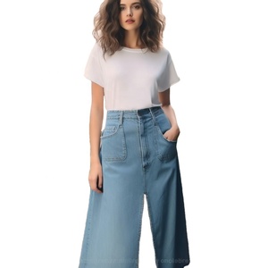 กระโปรงผ้ายีนส์ยาวสำหรับผู้หญิงดีไซน์แฟชั่นแบบมีกระดุมด้านหน้าและกางเกงขาสั้นสำหรับใส่ไปยิมฤดูร้อนออกแบบได้ตามต้องการ - Product Image 1