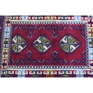 2.2x2.7 ft Turkish Vintage Rug, Small Rug, <b>Red</b> Blue Floral <b>Wool</b> Rug - Product Image 5