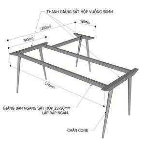 CONE Concept 180x160 Steel <b>Table</b> Legs Minimalist Design Style Assembly Required-HCCO019 - Product Image 2