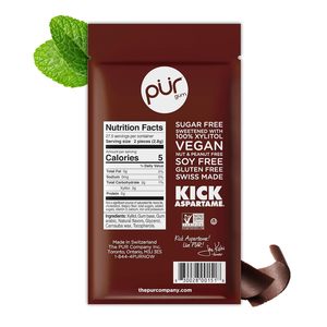 Goma PUR |   Chicle Sin Aspartamo |   100% Xilitol |   Goma de mascar con sabor a menta y chocolate natural, 55 piezas (paquete de 12) - Product Image 3