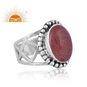 Último diseño oxidado 925 plata esterlina Natural fresa cuarzo piedra preciosa anillo apilable joyería para mujer regalo para ella - Product Image 3