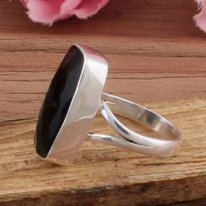 Bague en argent sterling 925 avec bague en pierres précieuses en onyx noir naturel faite à la main Vintage Boho bijoux pour femmes idée cadeau - Product Image 5