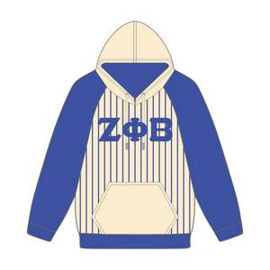 Zeta Phi Beta Neutral Body Blue Raglan Pinstripes Pullover Hoodie Greek Sorority Apparel Custom Divine Nine HBCU Ropa - Product Image 2