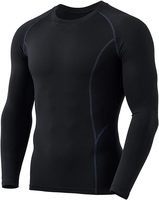 Haut de compression thermique léger à manches longues pour homme, anti-UV, sous-vêtement de sport, avec logo simple sur le devant, idéal pour la course printanière