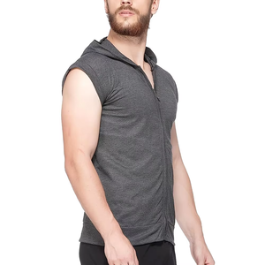 Sudadera de lana sin mangas para hombre, Sudadera con capucha de gimnasio con logotipo personalizado, sudaderas transpirables de moda para culturismo y entrenamiento de otoño - Product Image 6