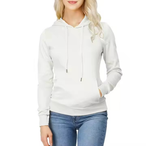 Customized Streetwear Stylish White <b>Top</b> Trendy Pullover Oversized 100%Cotton Women's Hoodies Plain Dyed Breathable OEM Supplier - Product Image 1