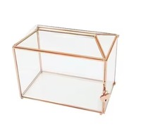 Vitrine en verre antique pour le rangement et l'exposition de bijoux, boîte à bijoux moderne en laiton métallique pour bagues, cadeaux, bijoux et maquillage
