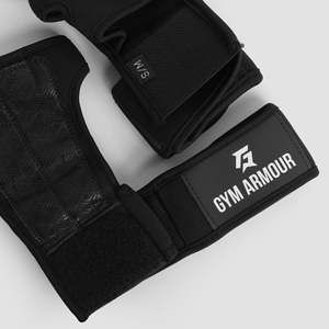 Power Grip 2.0 Half Finger Gloves Black Leather and Polyester for Bodybuilding <b>Weight</b> Lifting and Cycling - Product Image 4