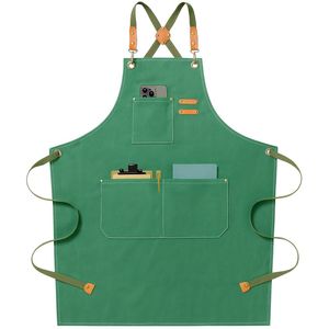 Tablier de cuisine réglable en cuir avec tissu en toile pour hommes et femmes, utilisation en restaurant et bar - Product Image 3