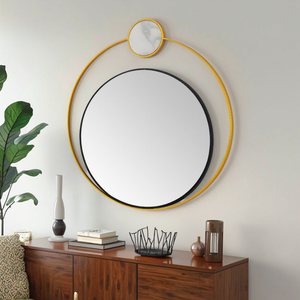 Espejo de Pared de Metal Estilo Indio Color Dorado Pulido Antiguo para Decoración de Paredes de Hogar y Baño - Product Image 1