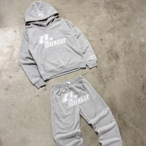 Conjunto de Sudadera con Capucha y Pantalones Deportivos de Felpa de Algodón Transpirable de 400g, Estilo Urbano, Holgado, para Hombre, Dos Piezas, Otoño/Invierno/Primavera - Product Image 1