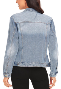 Venta superior WinPlus Size Chaqueta de mezclilla para mujer Turn Down Collar Pocket Chaqueta suelta para la temporada de invierno Use la chaqueta de mezclilla para mujer - Product Image 2