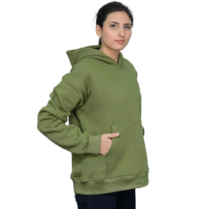 Nouveau sweat à capuche ample à col rond pour femmes avec tissu de poids élevé et broderie de logo 100% coton qui peut être personnalisé - Product Image 2
