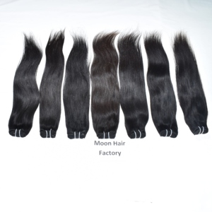 Extensions de cheveux humains indiens à double trame, tissage profond, lisses, cuticules alignées, couleur naturelle noire, pour femmes - Product Image 1