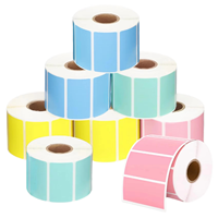 Etiquetas de Transferencia Térmica Autoadhesivas Coloridas de 80 mm, Rollo de Etiquetas de Código de Barras Resistentes al Agua para Envío y Embalaje