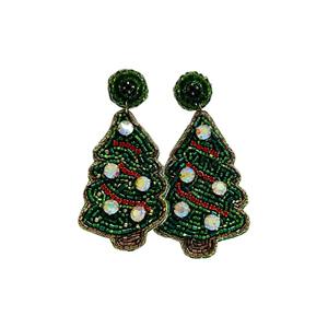 Pendientes Colgantes de Árbol de Navidad Dorados con Cuentas Hechos a Mano para Mujer, Joyería Festiva para las Fiestas, Pendientes Ligeros y Elegantes - Product Image 3