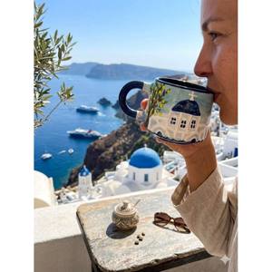 Wholesale Custom 3D Relief Turkish Floral <b>Ceramic</b> <b>Mug</b> Handmade Hand Painted Spoon Travel Tourist Gift Dishwasher Safe - Product Image 4