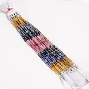 Perles de saphir, perles à facettes rayonnantes multi-saphir, perles de pierres précieuses de saphir multicolore, perles de saphir pour la fabrication de bijoux - Product Image 1