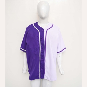 Camisetas de Béisbol con Botones en la Parte Delantera, Diseño de Dos Tonos, Morado y Blanco, para Viajes, Estilo Nuevo, Transpirable, de Secado Rápido, para Mujer - Product Image 1