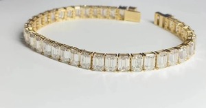 Bracelet en argent sterling 925 avec testeur de diamants de laboratoire taillés en émeraude blanche-Cadeau réussi pour lui/elle avec perle de moissanite - Product Image 5