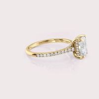 Bague de fiançailles en diamant de laboratoire taille radiant certifié IGI, avec halo caché et pavé, en or blanc/rose/jaune 18 carats plaqué rhodium