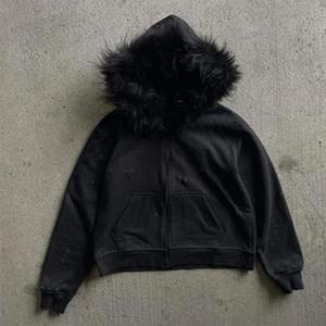 Sudadera con Capucha de Invierno para Hombre, 100% Algodón, Hecha a Medida, con Forro de Piel Sintética Desmontable, Cierre de Cremallera, Gruesa, 500 g/m², Ecológica y Transpirable - Product Image 1