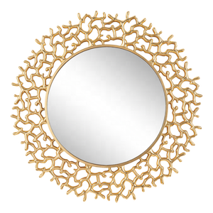 Produit populaire Miroir mural fantaisie en métal doré avec motif feuille de gingko pour la maison Miroir mural décoratif pour hôtels et restaurants - Product Image 2