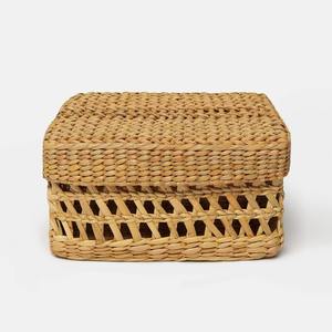 กล่องเก็บผักตบชวาแบบยั่งยืนกล่องหวายธรรมชาติสำหรับจัดระเบียบ - Product Image 1