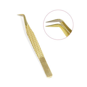 Pinzas para pestañas 2024 Pinzas cosméticas chapadas en oro profesionales Pinzas para extensión de pestañas con volumen de impresión de logotipo personalizado - Product Image 5