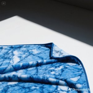 ผ้าห่มขนแกะเนื้อนุ่มหรูหราดีไซน์หินอ่อนสีน้ำเงินขนาดคิงไซส์ - Product Image 3