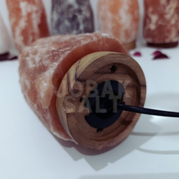Lámpara de Sal del Himalaya Rojo Intenso, Ecológica, Tallada en Cristal Rojo Sangre, Estilo Amor, Feng Shui, Curación, Base de Madera Hecha a Mano, Premium