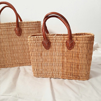 Sac fourre-tout de plage d'été bohème naturel sac à main en paille de jacinthe d'eau/panier à provisions pour les loisirs et la mode