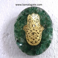 Dôme d'orgone en aventurine verte fait main, symbole Hamsa, presse-papier en pierre précieuse, ensemble de pierres de guérison des chakras, cristal de guérison, agate Reiki, Feng Shui