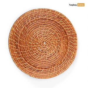 Haute qualité fait à la main miel brun classique bambou rotin chargeur assiette caboteur inspiré par le Vietnam pour la décoration de Table à manger - Product Image 2