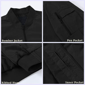 Chaqueta cortavientos de invierno de estilo callejero personalizado para hombre al por mayor, chaqueta bomber de nailon liso de talla grande con cuello levantado - Product Image 6