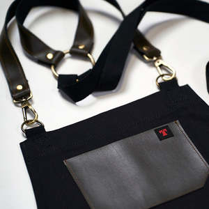Tablier en denim noir foncé avec fonction anti-poussière - Product Image 4