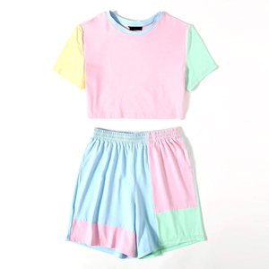 Conjuntos de Top Corto y Pantalones Cortos de Alta Calidad para Mujer, de Algodón Sólido, Ajustados, Transpirables, con Diseño de Logotipo Personalizado - Product Image 1