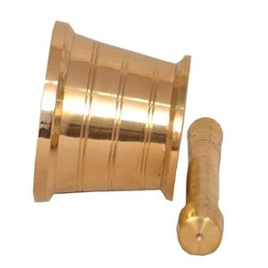 Mortier et pilon en laiton épais plaqué or bonne conception forme ronde mortel et pilon pour herbes épices moulin à poivre - Product Image 4